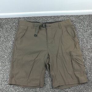 Prana Shorts Mens 34 x 10" Zion II Stretch Brown Green Outdoor Hiking Belted